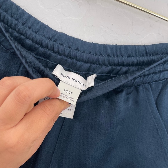CLUB MONACO Satin “Pijama” Wide Leg Lounge Pants In Blueberry Sz XS NWT - Picture 8 of 9